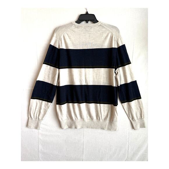 Banana Republic Merino Wool Sweater Men Size XL Stripe Light Work Classic Preppy - Picture 5 of 9